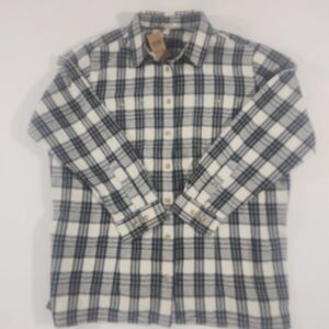 Duluth Trading Co Mens 1X Navy Blue Olive Plaid Free Swingin Flannel Shirt 52007